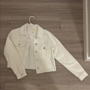 Stylish White Denim Ribbed Corduroy Jacket, Size Medium